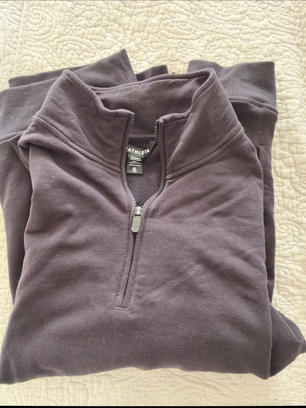 Athleta Quarter-Zip Pullover Sweater - black